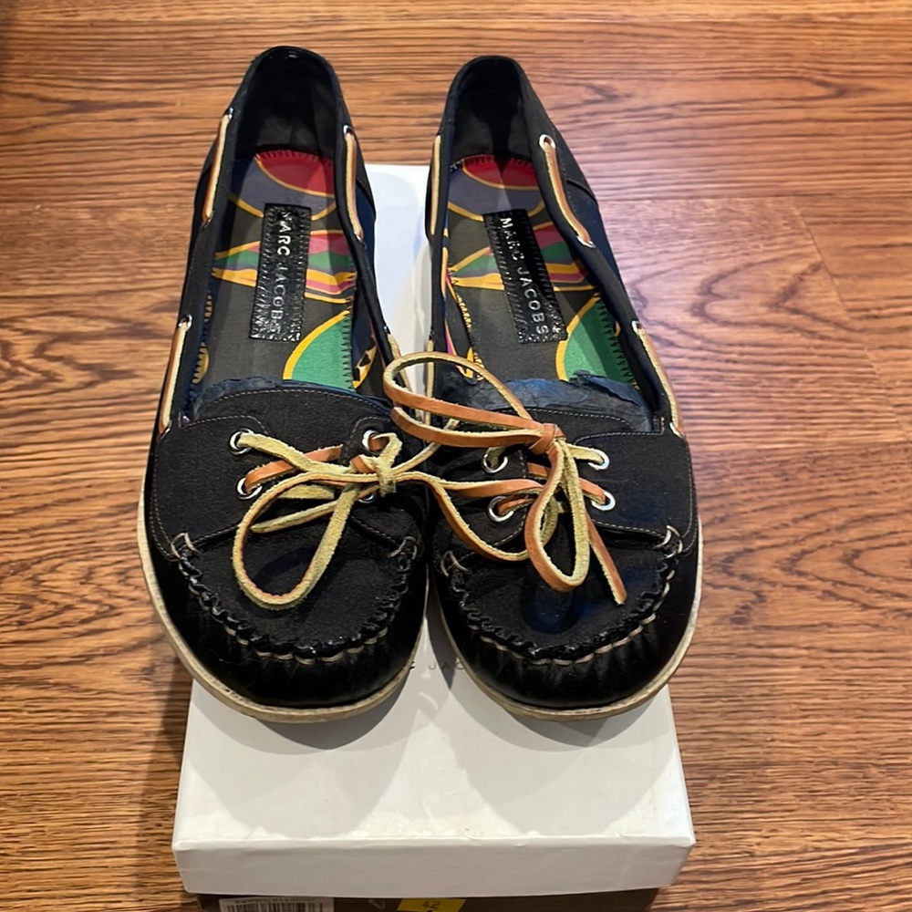 Marc jacobs black satin loafers